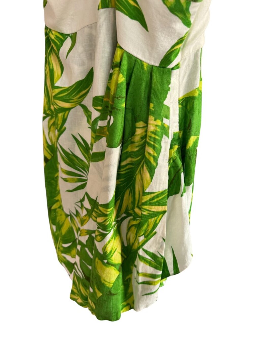Olivaceous Tropical‎ Mini Dress M Palm Leaf Knot Front White Green NWT - Picture 10 of 14